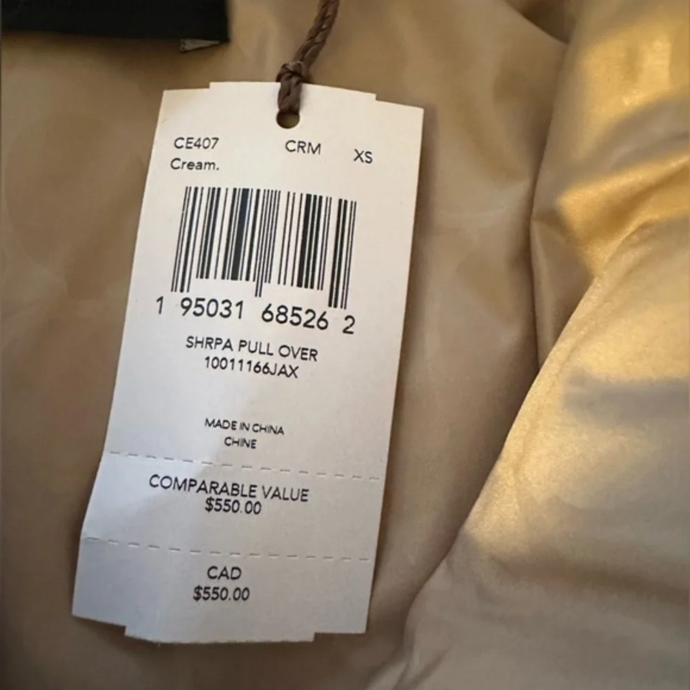 NWT COACH Sherpa Jacket Stand-Up Collar‎ Pull Over In Recycled Polyester Cream